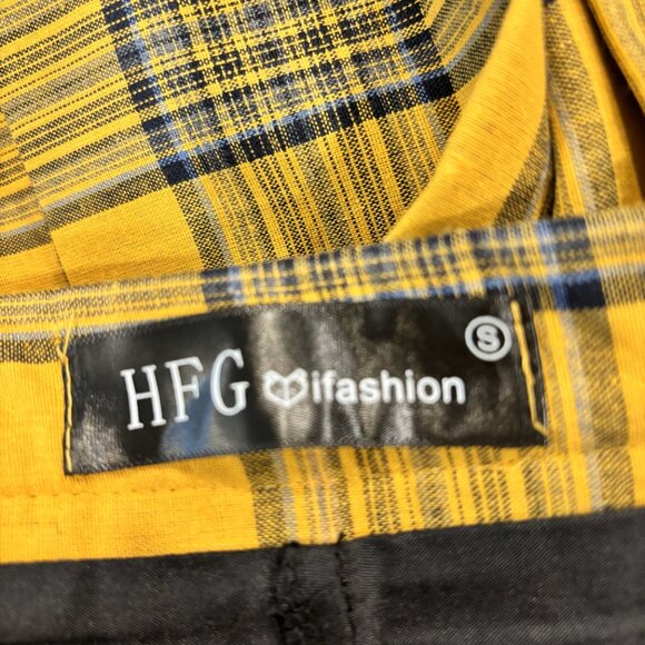 HFG Fashion Flannel Skort Yellow & Black 100% Lined, pleated, zipper waist, SM - Picture 3 of 6